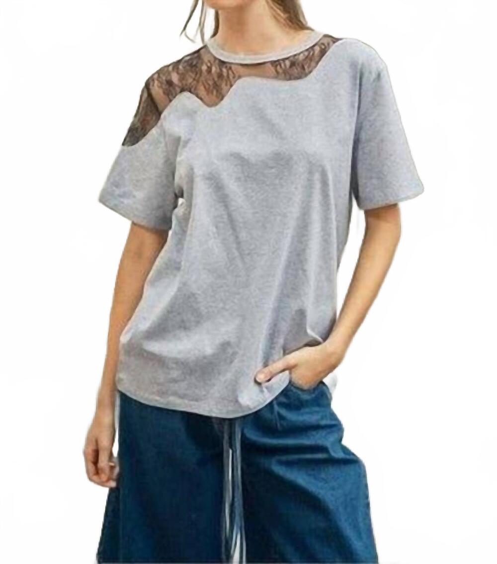 NEW AARON & AMBER desert lace tee in grey